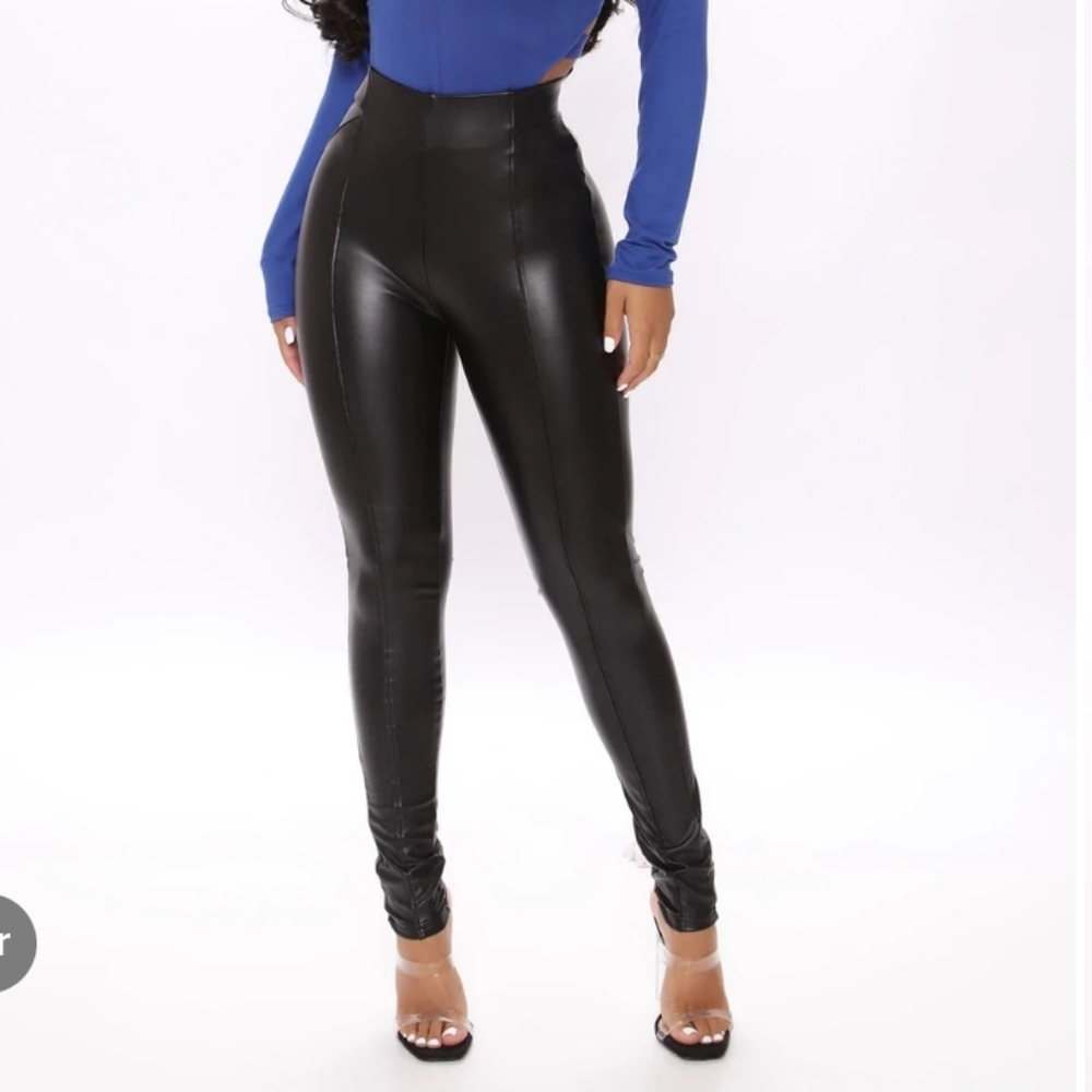 Fashionova Faux leather high waist leggings